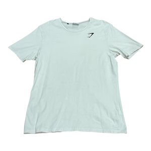 Gymshark Shirt Mens Large White Cotton Blend Athletic Gym Logo Tee Top